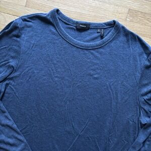 Theory Men XL Wool Blend Crewneck Sweater‎ Navy Blue Everyday Classic Minimalist